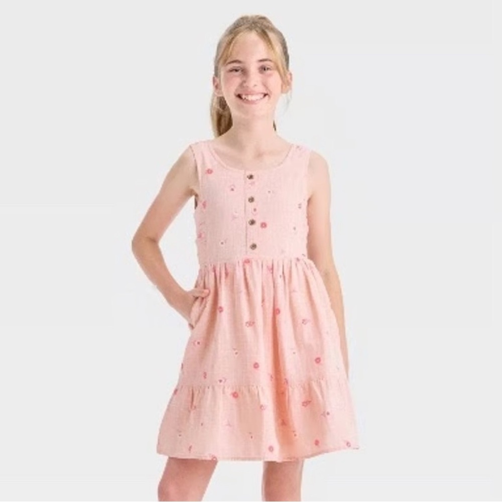 Cat and Jack Peach Pink Sleeveless Kids Dress XL Plus